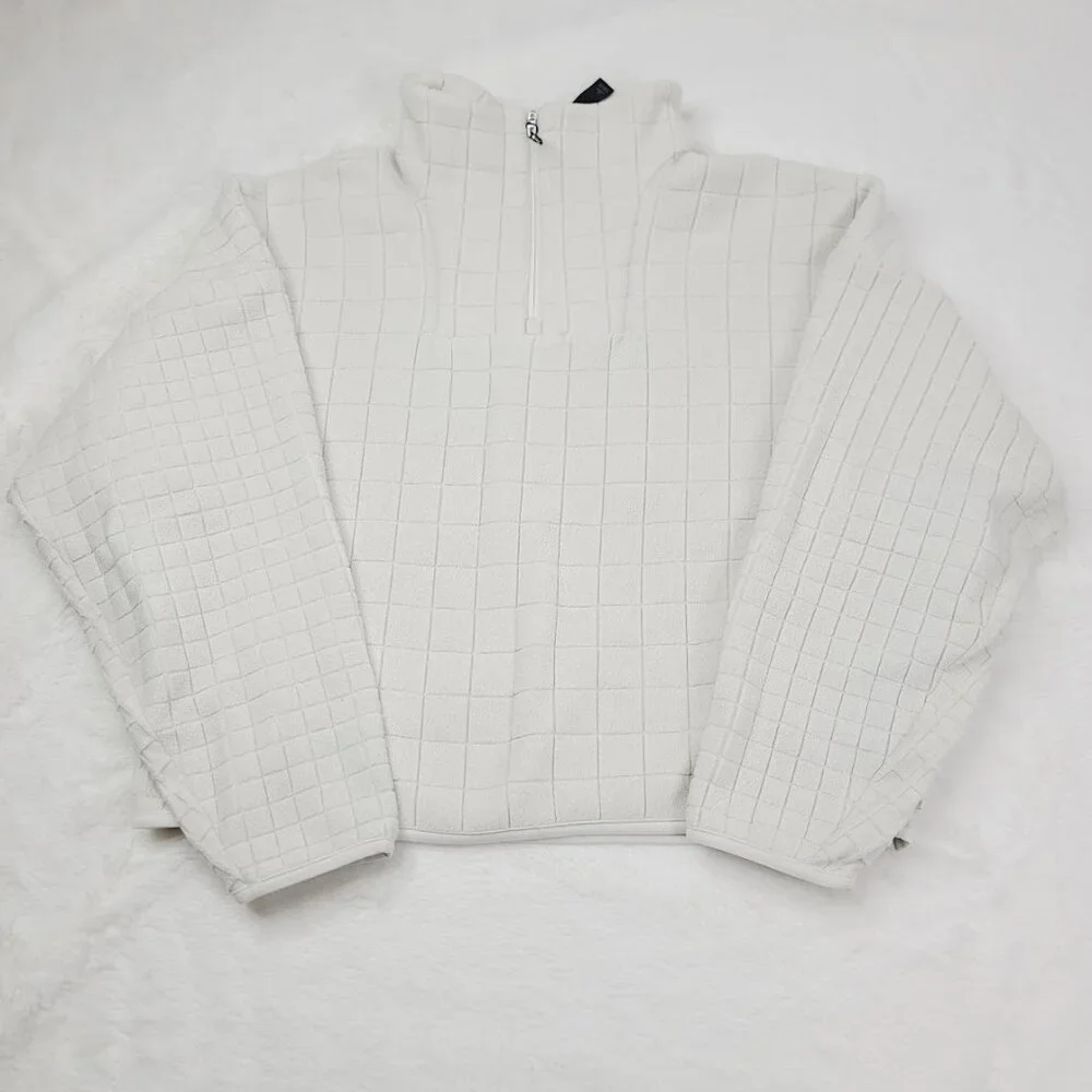 Lululemon Women's White Lab Textured-Grid Fleece Half Zip Pullover Sweater Sz XS
